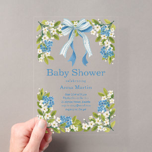 Invitations En Acrylique Fête de Naissance Fleurs de Nantucket