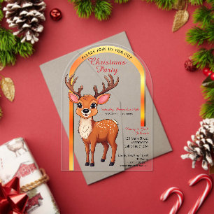 Invitations En Acrylique Fête de Noël avec des rennes mignons