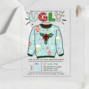 Invitations En Acrylique Fête de Noël avec un pull de Noël laid