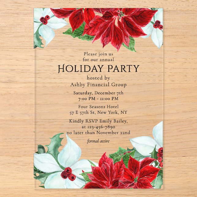 Invitations En Acrylique Fête de Noël de l'entreprise moderne (Recto)