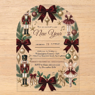 Invitations En Acrylique Fête de Noël élégante Casse-Noisette