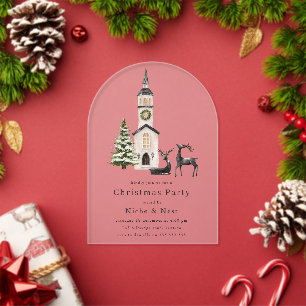 Invitations En Acrylique Fête de Noël élégante d'entreprise de bureau