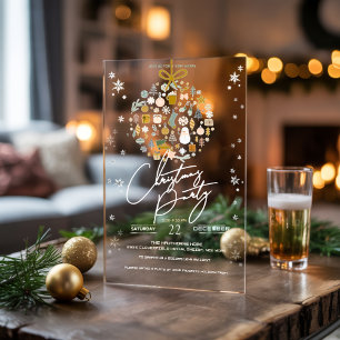 Invitations En Acrylique Fête de Noël élégante festive minimale