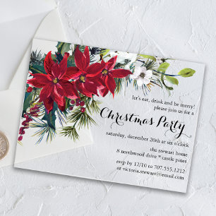 Invitations En Acrylique Fête de Noël Floral Poinsettia