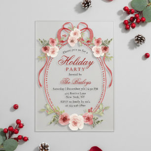 Invitations En Acrylique Fête de Noël Florale Élégante et Coquette