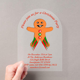 Invitations En Acrylique Fête de Noël Gingpain homme Personnalisé