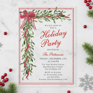 Invitations En Acrylique Fête de Noël Gui Moderne Ruban Fête de vacances