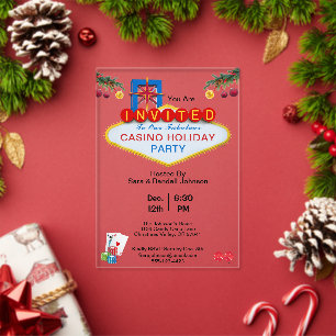 Invitations En Acrylique Fête de Noël Las Vegas Casino Style