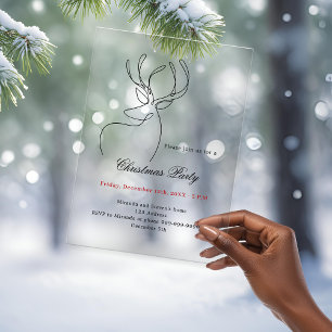 Invitations En Acrylique Fête de Noël moderne renne gribouillé givré