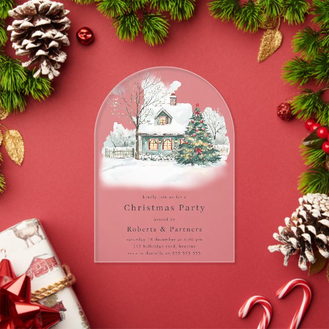 Invitations En Acrylique Fête de Noël ou fête de Noël (Insitu (vacances))