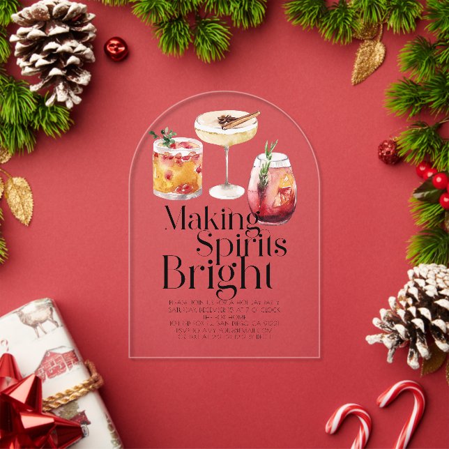 Invitations En Acrylique Fête de Noël pour les spiritueux (Insitu (vacances))
