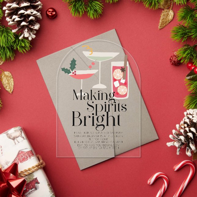 Invitations En Acrylique Fête de Noël pour les spiritueux (Insitu (vacances))