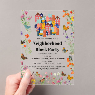 Invitations En Acrylique Fête de quartier BBQ de printemps