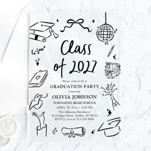 Invitations En Acrylique Fête de remise des diplômes de la promotion 2027 d