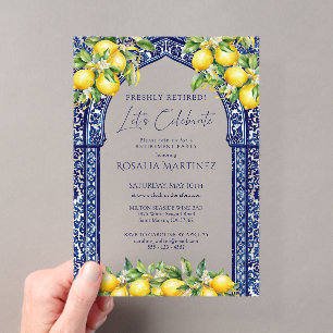 Invitations En Acrylique Fête de retraite méditerranéenne au citron Carrela