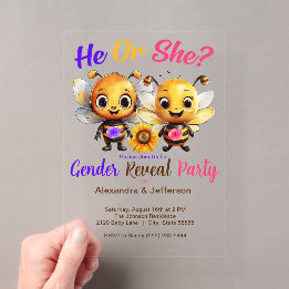 Invitations En Acrylique Fête de Révélation du Sexe Il ou Elle Bébé Abeille