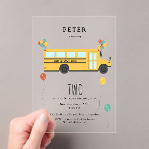 Invitations En Acrylique Fête des Anniversaires de enfants de bus de l'écol