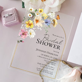 Invitations En Acrylique Fête des mariées Boho Fleur sauvage coloré
