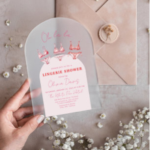 Invitations En Acrylique Fête des mariées de lingerie rose Flirty Bachelore