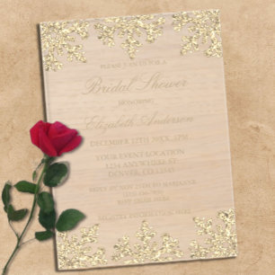 Invitations En Acrylique Fête des mariées d'hiver Gold Snowflake