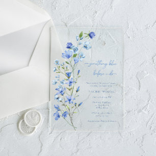 Invitations En Acrylique Fête des mariées Fleur sauvage bleu