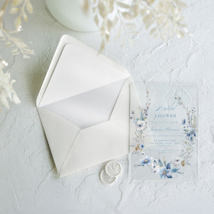 Invitations En Acrylique Fête des mariées Fleur sauvage bleu aquarelle