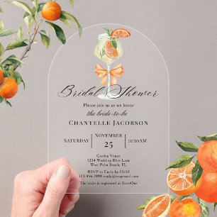 Invitations En Acrylique Fête des mariées minimaliste chic orange Spritz Bo