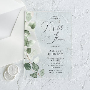 Invitations En Acrylique Fête des mariées moderne Feuille verdoyante