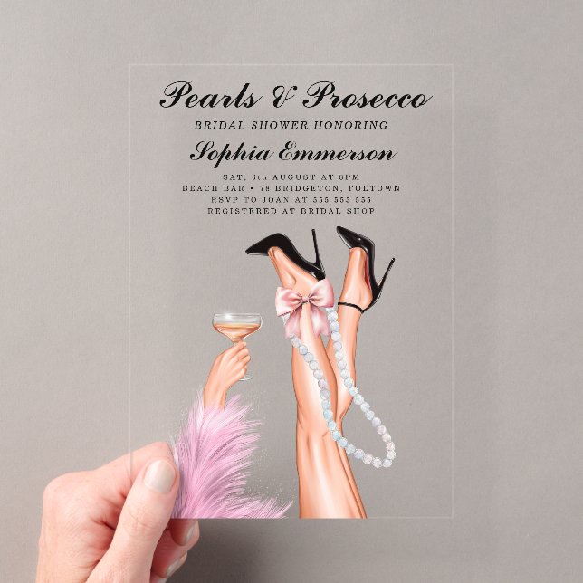 Invitations En Acrylique Fête des mariées Perles et poursuites (In situ (ordinateur de poche))