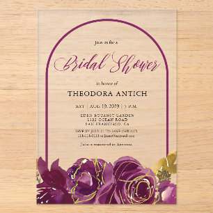 Invitations En Acrylique Fête des mariées Plum Floral Arch