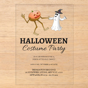 Invitations En Acrylique Fête d'Halloween Citrouille et Fantôme