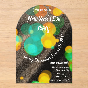 Invitations En Acrylique Fête du Nouvel An multicolore