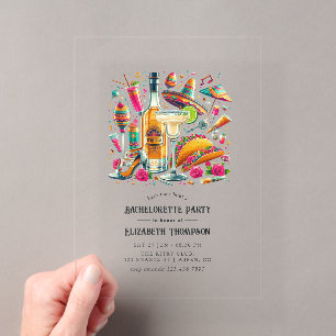 Invitations En Acrylique Fête mexicaine Transparent Fiesta
