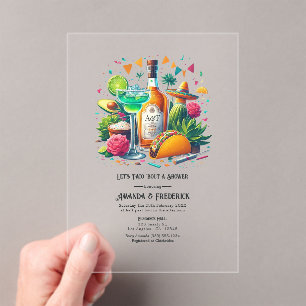 Invitations En Acrylique Fête Mexicaine Transparente Taco 'Bout une Douche