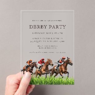 Invitations En Acrylique Fête moderne de derby de course de chevaux équestr