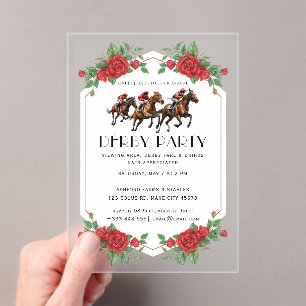 Invitations En Acrylique Fête moderne de derby de course de chevaux équestr