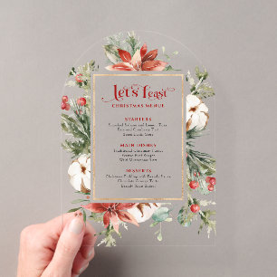 Invitations En Acrylique Fête Noël Menu Festive cadre de Noël