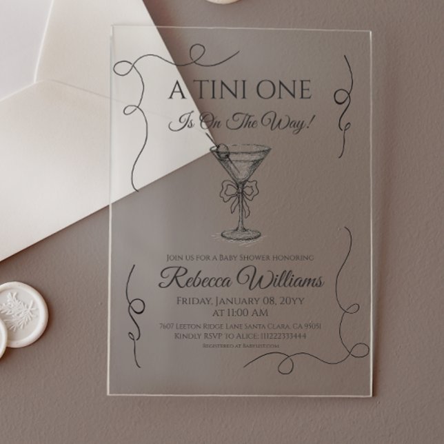 Invitations En Acrylique Fête Prénatale pour Bébé avec un Martini Tini Dess (Créateur téléchargé)