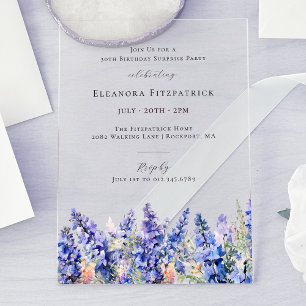 Invitations En Acrylique FÊTE SURPRISE 30e anniversaire Juillet Fleur de na
