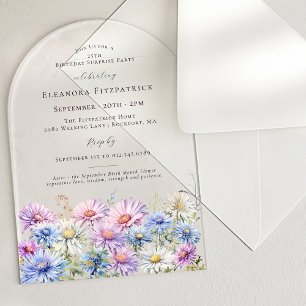 Invitations En Acrylique FÊTE SURPRISE ARCH 25 septembre Fleur de naissance