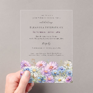 Invitations En Acrylique FÊTE SURPRISE EN ACRYLIQUE Fleur d'anniversaire de