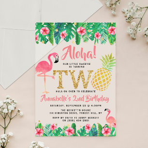 Invitations En Acrylique Fête Tropicale d'Été de plage Luau Filles 2e Anniv