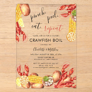 Invitations En Acrylique Fiançailles moderne Crawfish Bouille