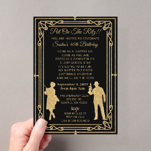 Invitations En Acrylique Fille flapper et gangster art déco des années foll
