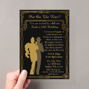 Invitations En Acrylique Fille flapper et gangster art déco des années foll