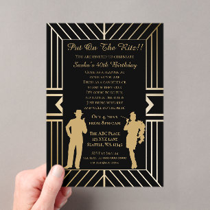 Invitations En Acrylique Fille flapper et gangster art déco des années foll