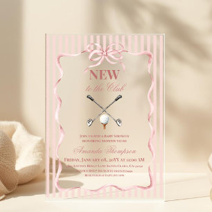 Invitations En Acrylique Fille Rose de Campagne Nouvelle au Club Golf Baby
