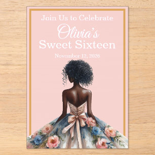 Invitations En Acrylique Filles Afro-Américaines Sweet Sixteen