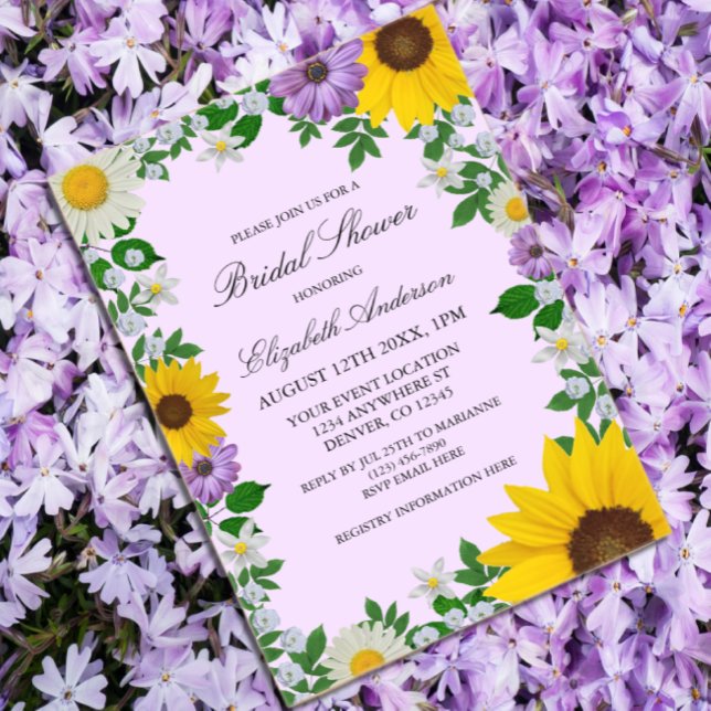 Invitations En Acrylique Fleur de soleil rustique Fête des mariées florale (Créateur téléchargé)