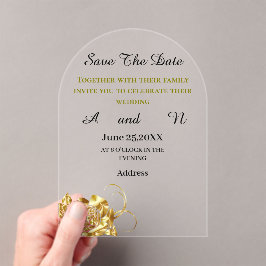 Invitations En Acrylique fleur d'or Enregistrer la date